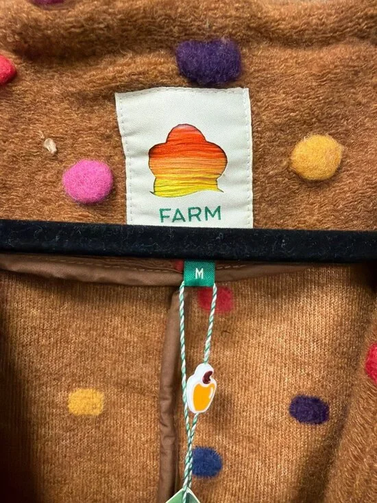 Farm Rio Caramel Polka Dot Rainbow Long Cardigan Sweater Jacket Medium NEW - Picture 8 of 9